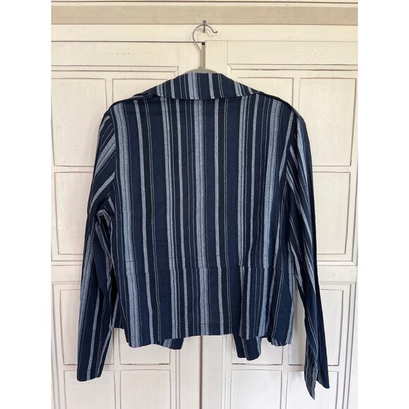 NWT Cato size large navy blue & white striped linen blazer jacket - Picture 4 of 4